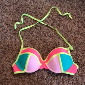 neon push up swim bikini top
